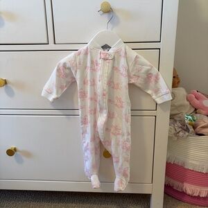 Nellapima Pink Puppy & Teddy Toile Print Footie 3-6 Months